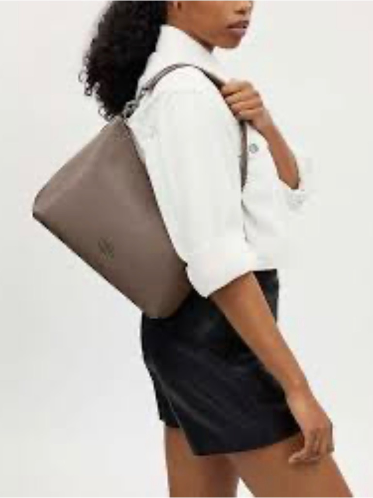 Coach Pebble Leather Shoulder Bag In Taupe Brown